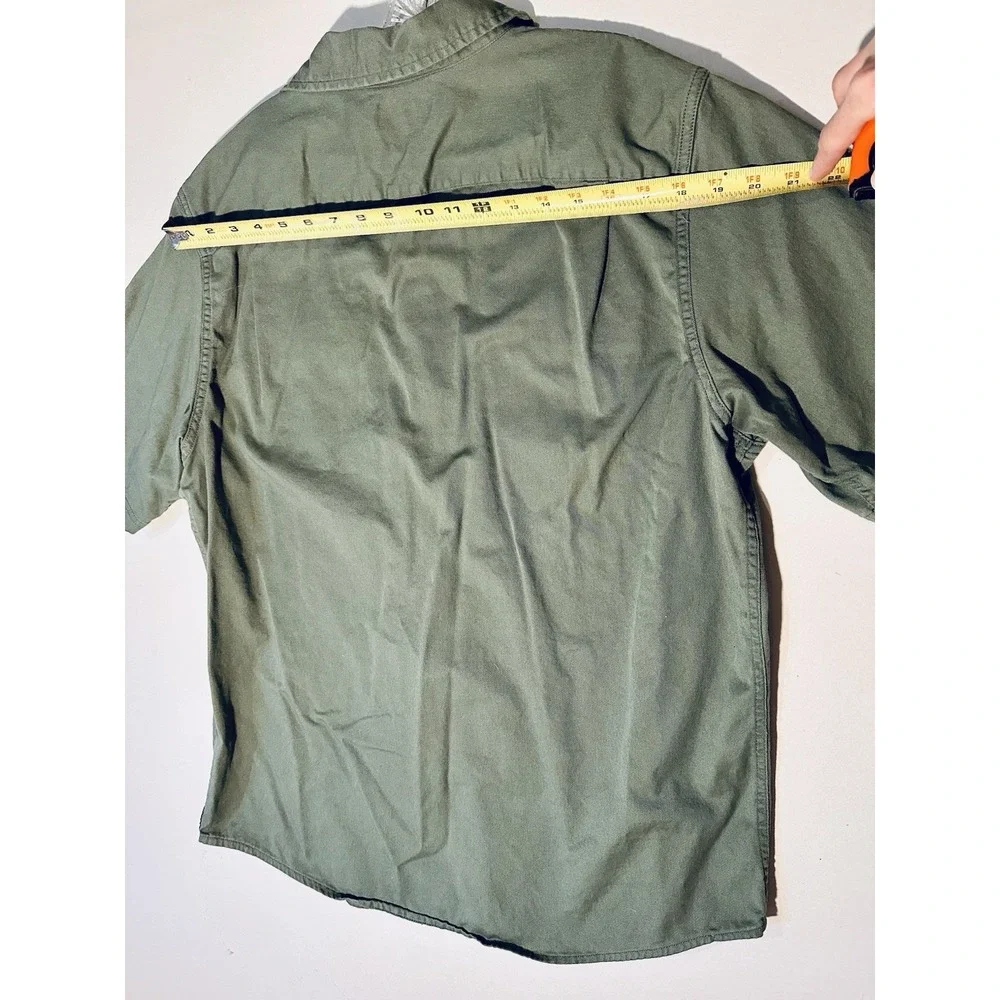 Wrangler Men Shirt Large Green Cotton Blend Short Sleeve Button Down Casual Fit - Picture 8 of 9